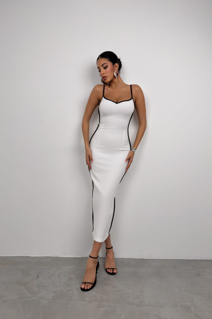 Sweetheart Neckline Dress With Piping Detail And Straps - Producer: Black Fashion - Wholesale Women Clothes - TheBS Women