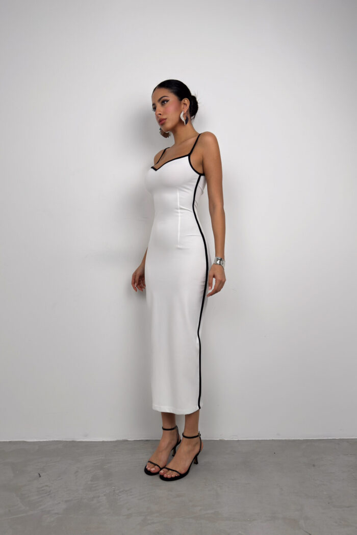 Sweetheart Neckline Dress With Piping Detail And Straps - Producer: Black Fashion - Wholesale Women Clothes - TheBS Women