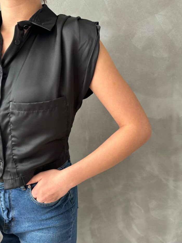 Zero Sleeve Satin Above The Belly Shirt - Producer: Topshow - Wholesale Women Clothes - TheBS Women