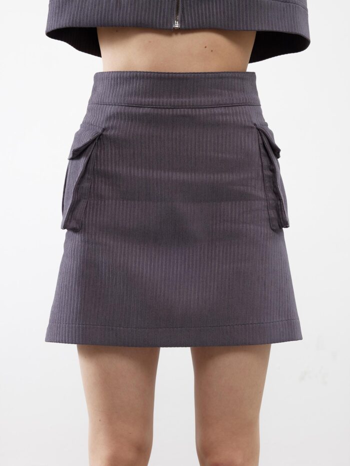 Velvet Pocket Detail Mini Skirt - Producer: Juste - Wholesale Women Clothes - TheBS Women