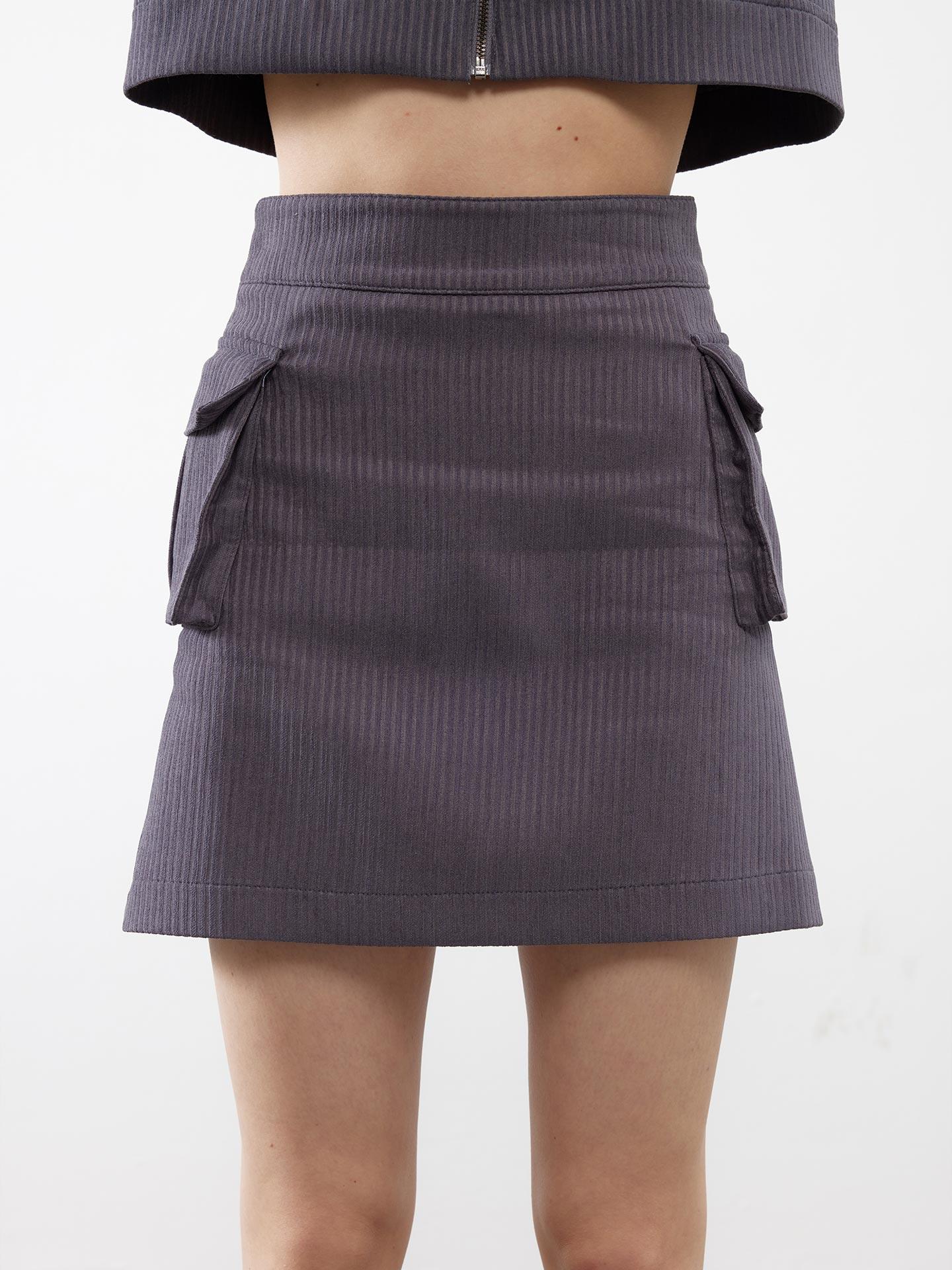 Velvet Pocket Detail Mini Skirt - Producer: Juste - Wholesale Women Clothes - TheBS Women
