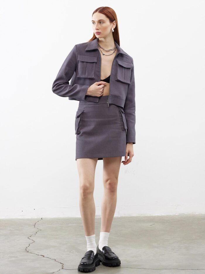 Velvet Pocket Detail Mini Skirt - Producer: Juste - Wholesale Women Clothes - TheBS Women