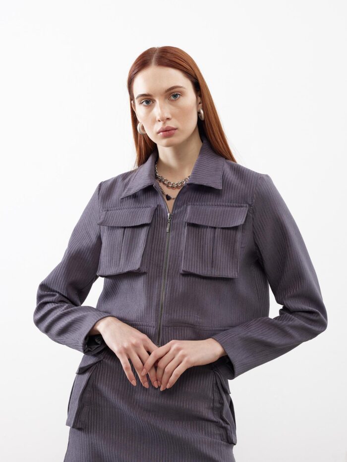Velvet Pocket Detail Jacket - Producer: Juste - Wholesale Women Clothes - TheBS Women