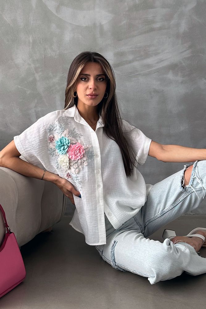 Flower Detailed Shirt - Producer: Topshow - Wholesale Women Clothes - TheBS Women