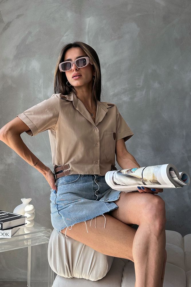 Belt Detailed Shirt - Producer: Topshow - Wholesale Women Clothes - TheBS Women
