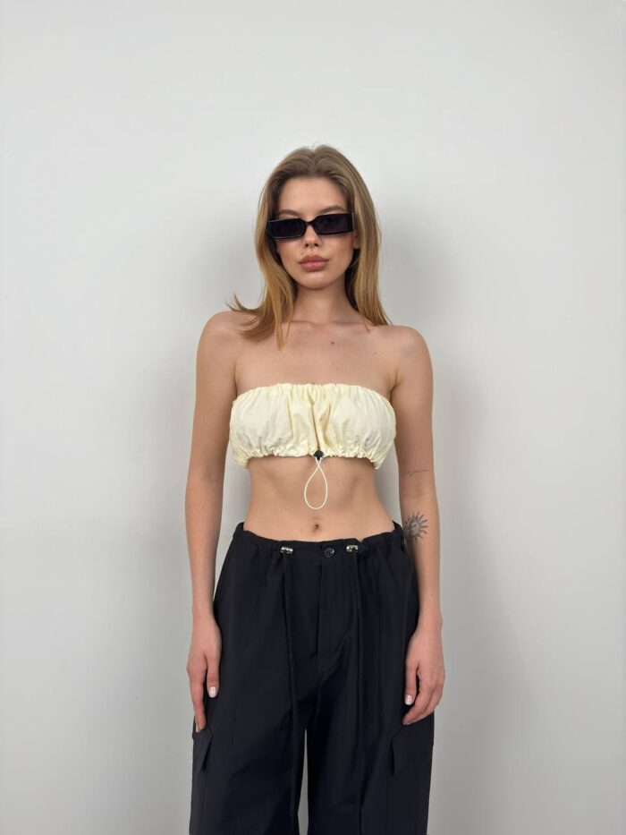 Elastic Detail Strapless Crop - Producer: Black Fashion - Wholesale Women Clothes - TheBS Women