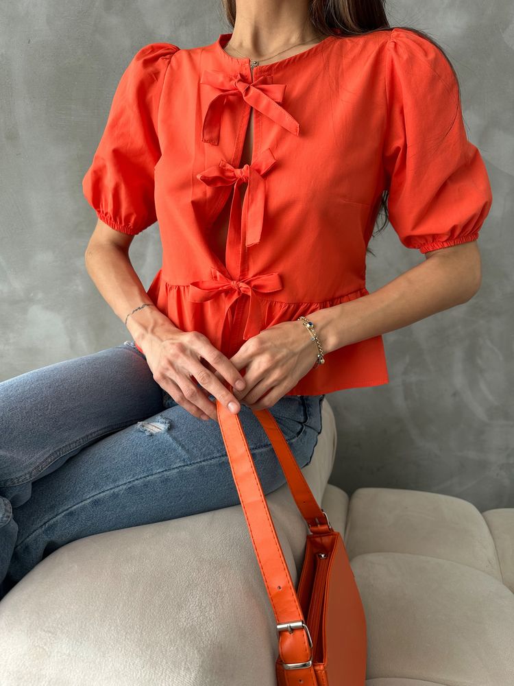 Oranj D 2699 Front Tied Poplin Blouse - Producer: Topshow - Wholesale Women Clothes - TheBS Women