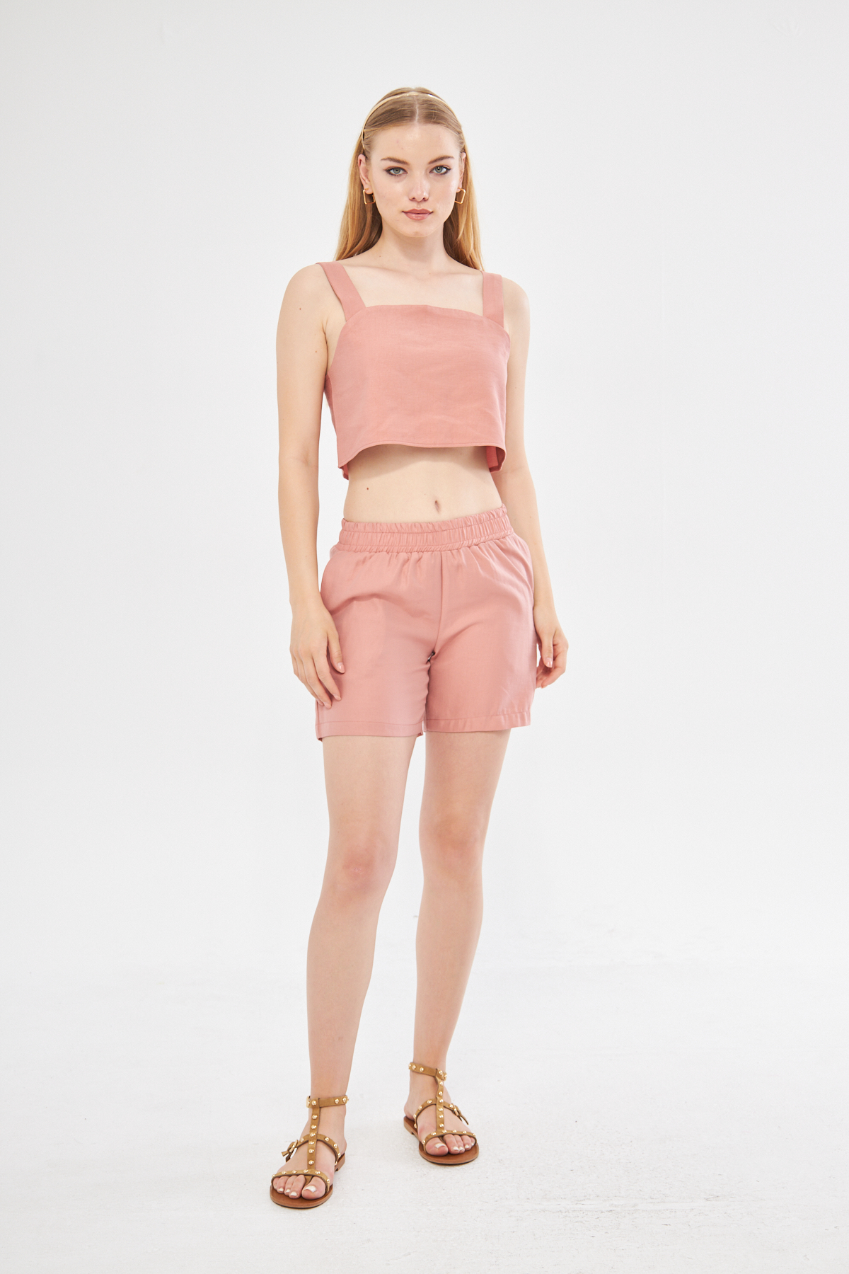 Linen Shorts - Pink - Brand: Evable - Women & Kids, Baby Clothes Wholesale - TheBS Women