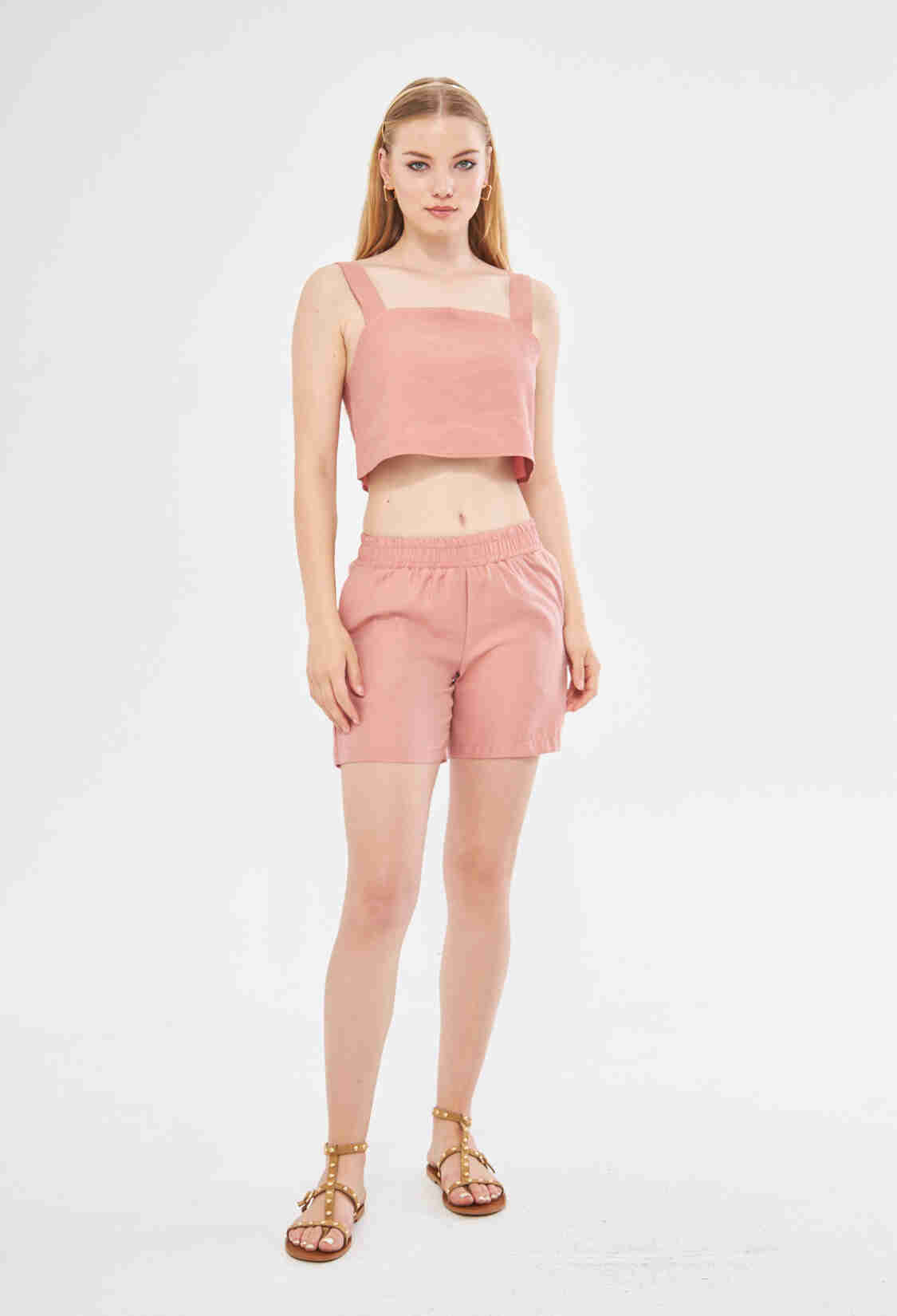 Nao Linen Set Square Neck Blouse In Pink - Brand: Evable - Women & Kids, Baby Clothes Wholesale - TheBS Women