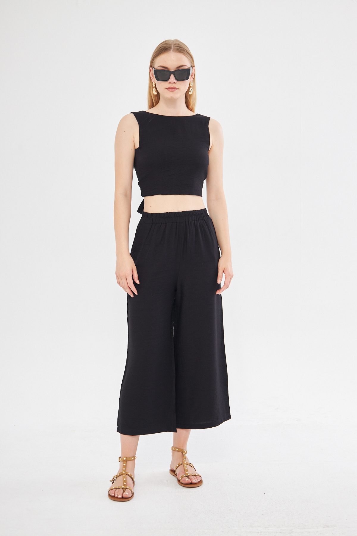 Comfy Short Wide Leg Pull On Trouser With Linen In - Brand: Evable - Women & Kids, Baby Clothes Wholesale - TheBS Women