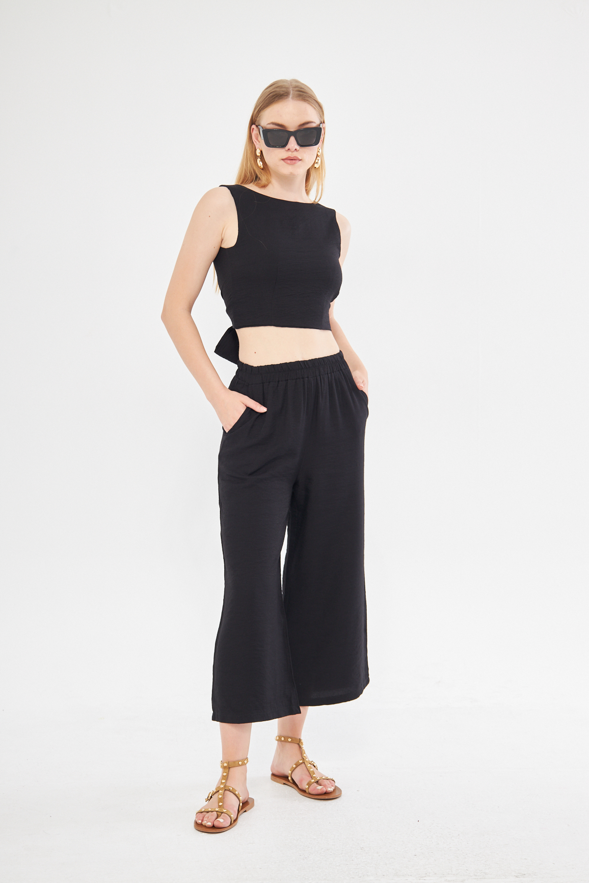 Comfy Short Wide Leg Pull On Trouser With Linen In – Brand: Evable – Women & Kids, Baby Clothes Wholesale – TheBS Women