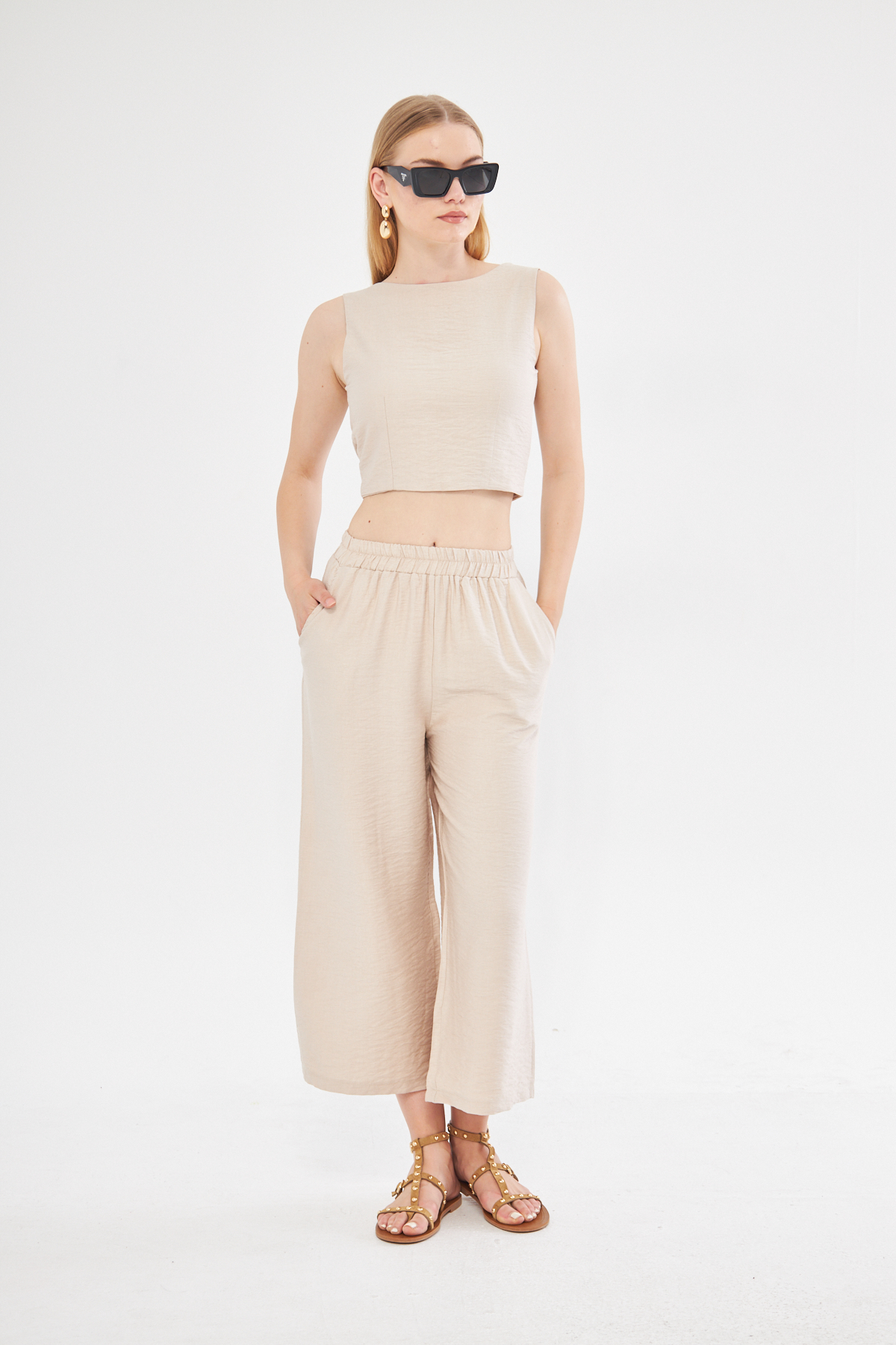 Comfy Short Wide Leg Pull On Trouser With Linen In – Brand: Evable – Women & Kids, Baby Clothes Wholesale – TheBS Women