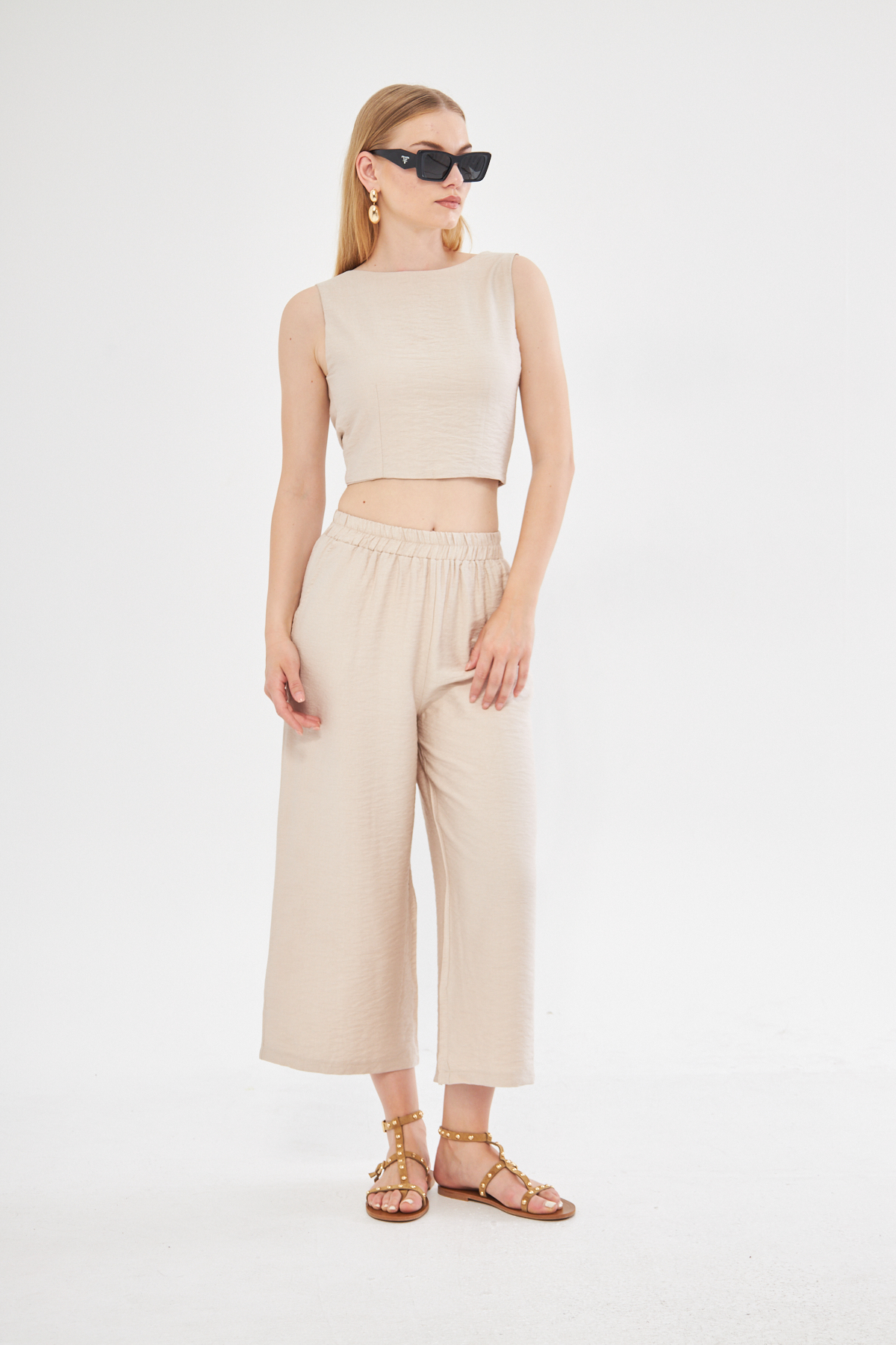 Comfy Short Wide Leg Pull On Trouser With Linen In – Brand: Evable – Women & Kids, Baby Clothes Wholesale – TheBS Women