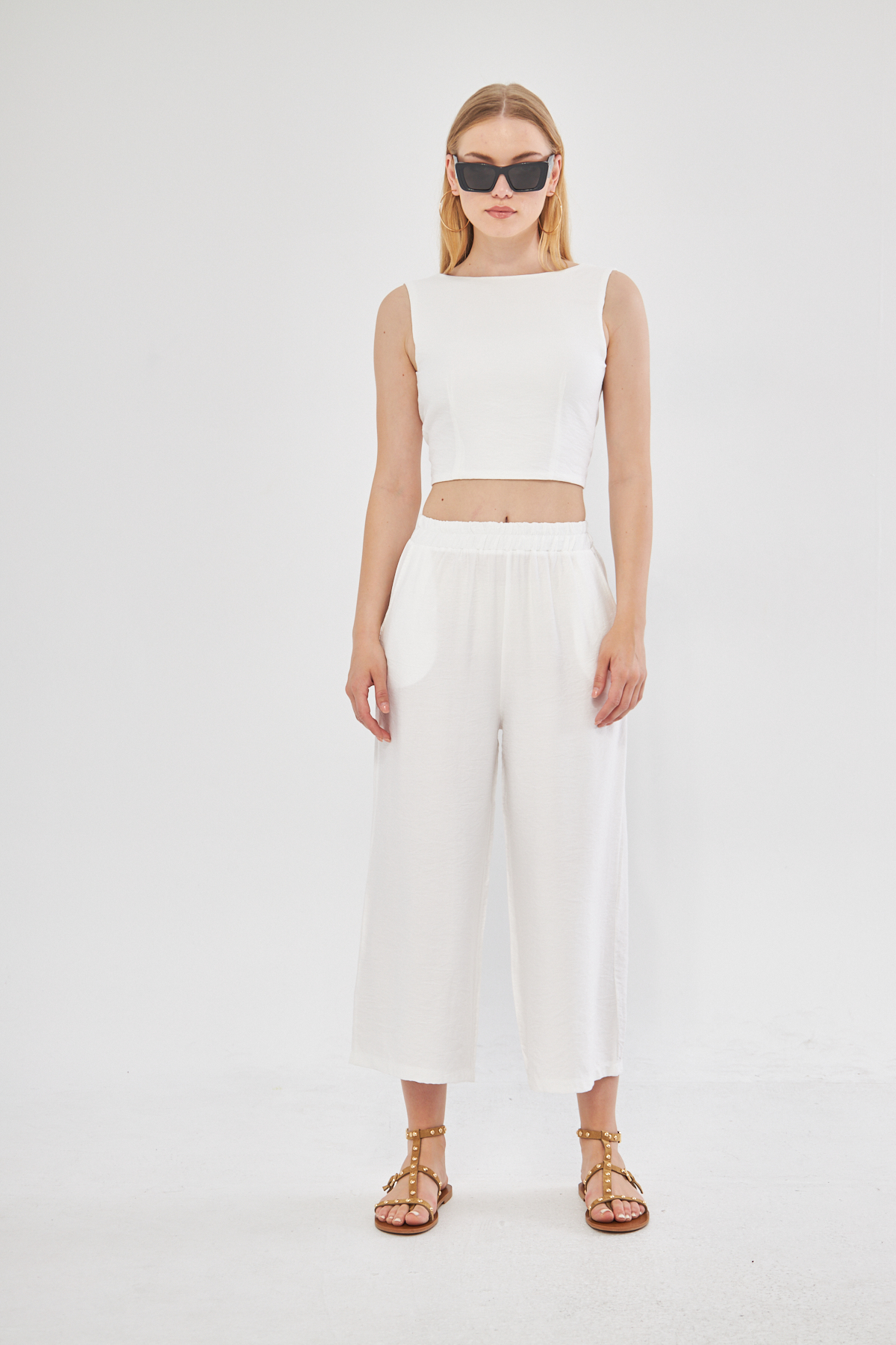 Comfy Short Wide Leg Pull On Trouser With Linen In - Brand: Evable - Women & Kids, Baby Clothes Wholesale - TheBS Women