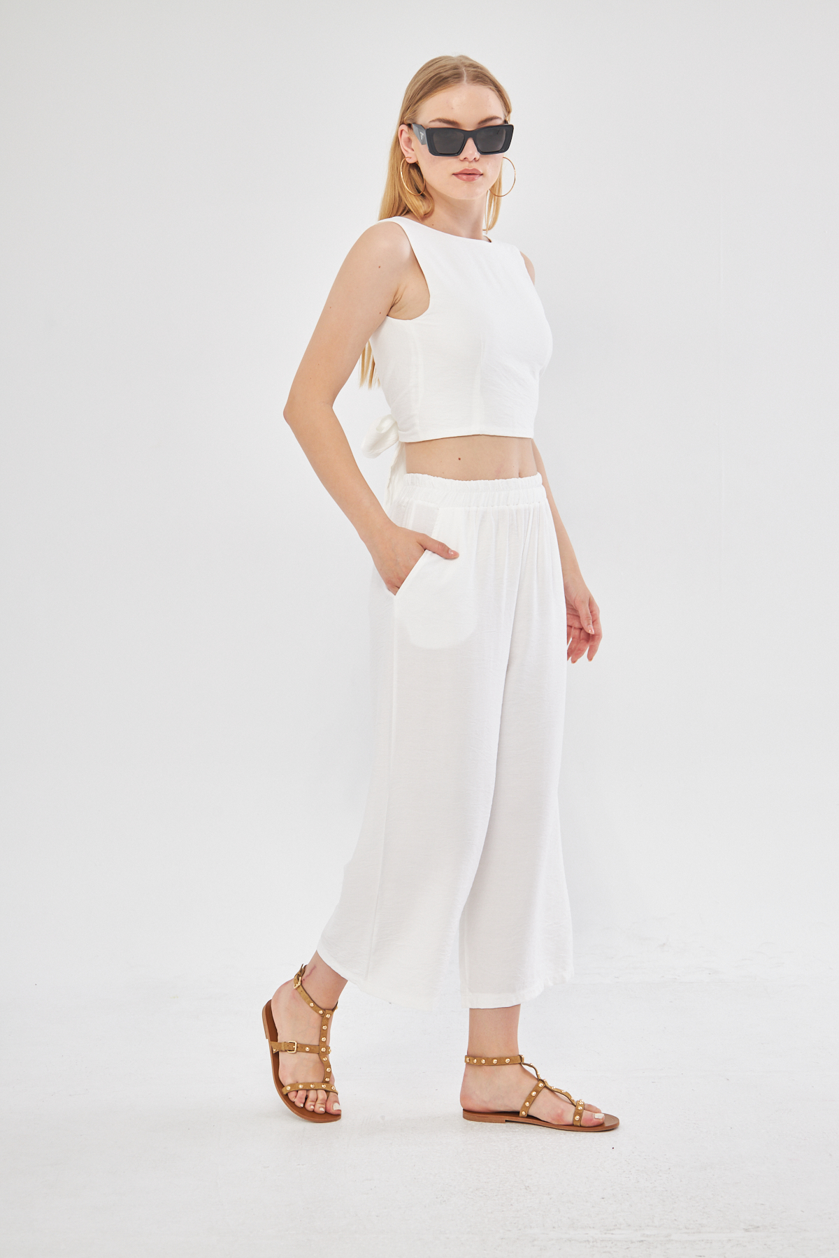 Comfy Short Wide Leg Pull On Trouser With Linen In – Brand: Evable – Women & Kids, Baby Clothes Wholesale – TheBS Women