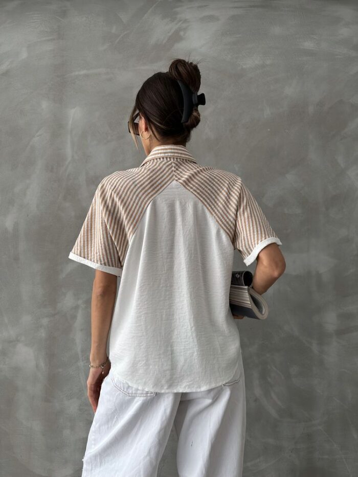 Line Detailed Low Sleeve Shirt - Producer: Topshow - Wholesale Women Clothes - TheBS Women