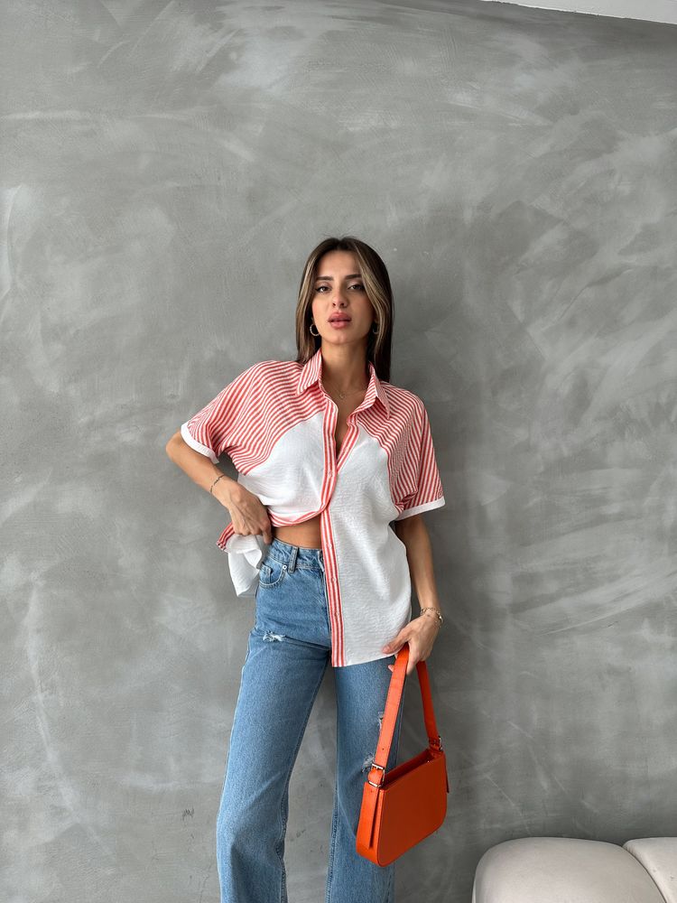 Stripe Detailed Low Sleeve Shirt - Producer: Topshow - Wholesale Women Clothes - TheBS Women