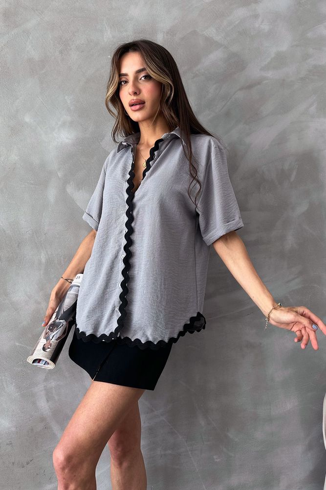 Gray D 2615 Shirt With Stone Detail - Producer: Topshow - Wholesale Women Clothes - TheBS Women