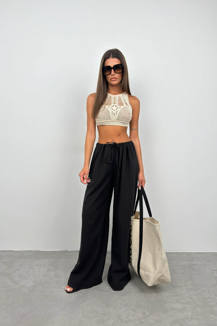 Openwork Tied Embroidery Crop - Stone - Producer: Black Fashion - Wholesale Women Clothes - TheBS Women