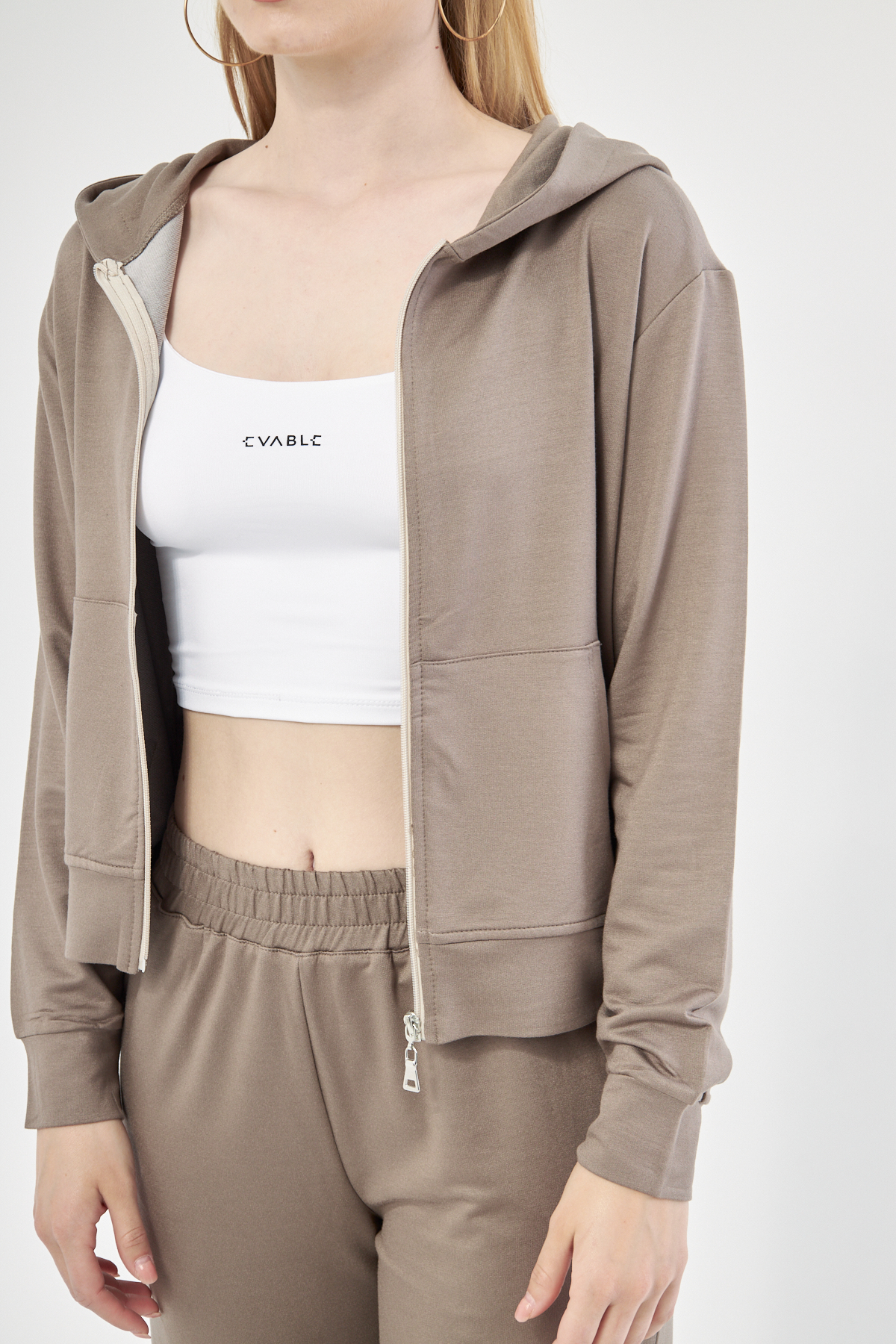 Lofly Zip Up Track Hoodie In Brown – Brand: Evable – Women & Kids, Baby Clothes Wholesale – TheBS Women