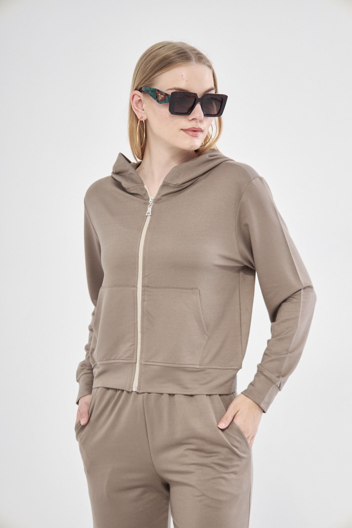 Lofly Zip Up Track Hoodie In Brown – Brand: Evable – Women & Kids, Baby Clothes Wholesale – TheBS Women