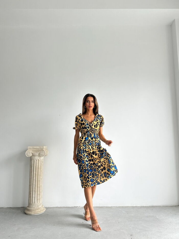 Leopard Saks Patterned Long Dress - Producer: Topshow - Wholesale Women Clothes - TheBS Women