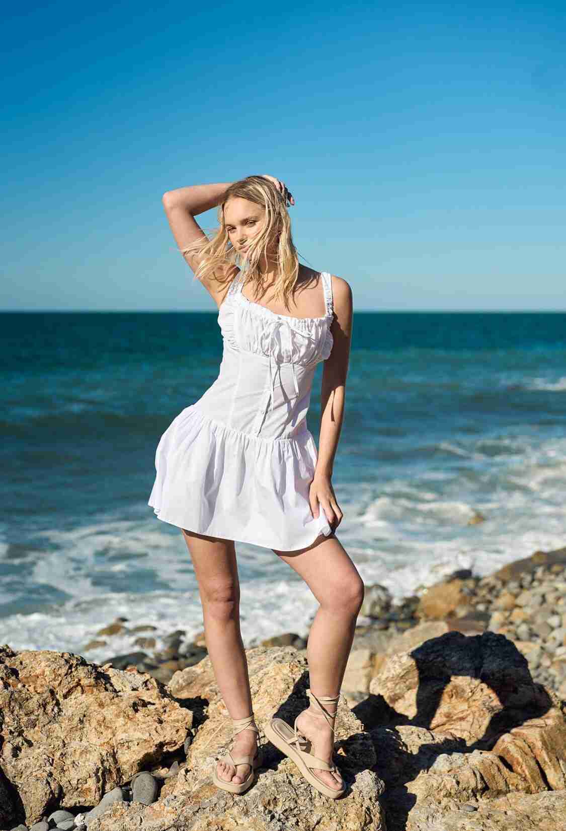 Backless Poplin Mini Dress White - Brand: Juste - Women & Kids, Baby Clothes Wholesale - TheBS Women
