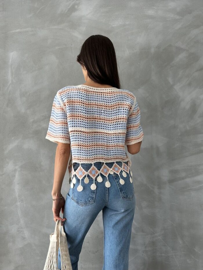 Net Blouse With Pompoms - Producer: Topshow - Wholesale Women Clothes - TheBS Women