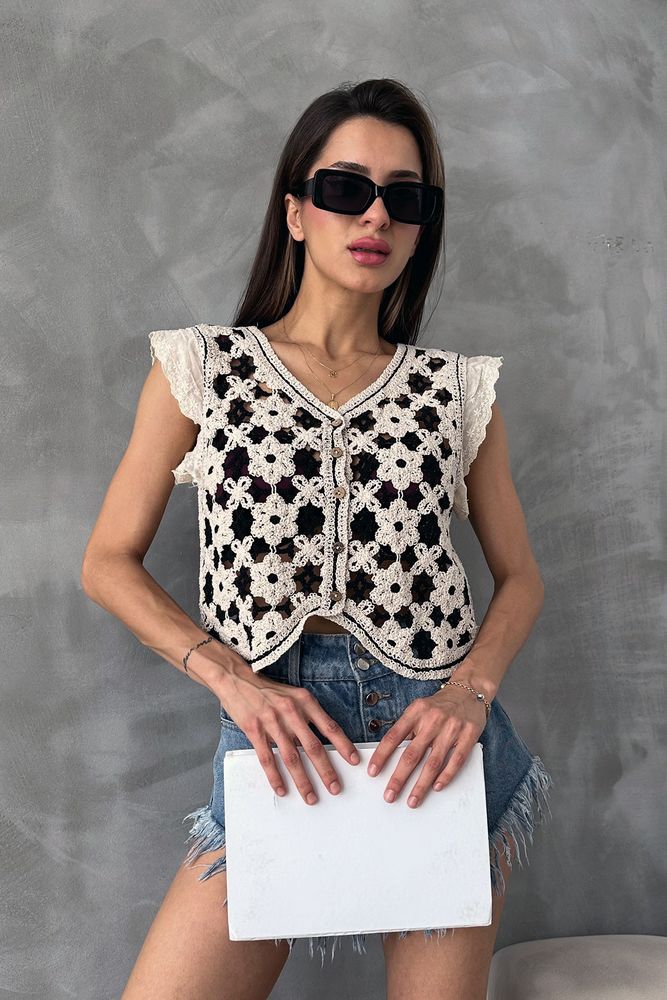 Stone Black Buttoned Vest - Producer: Topshow - Wholesale Women Clothes - TheBS Women