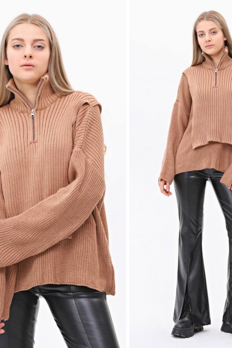 Nun Collar Knitted Sweater - Producer: Ouz Fashion - Wholesale Women Clothes - TheBS Women
