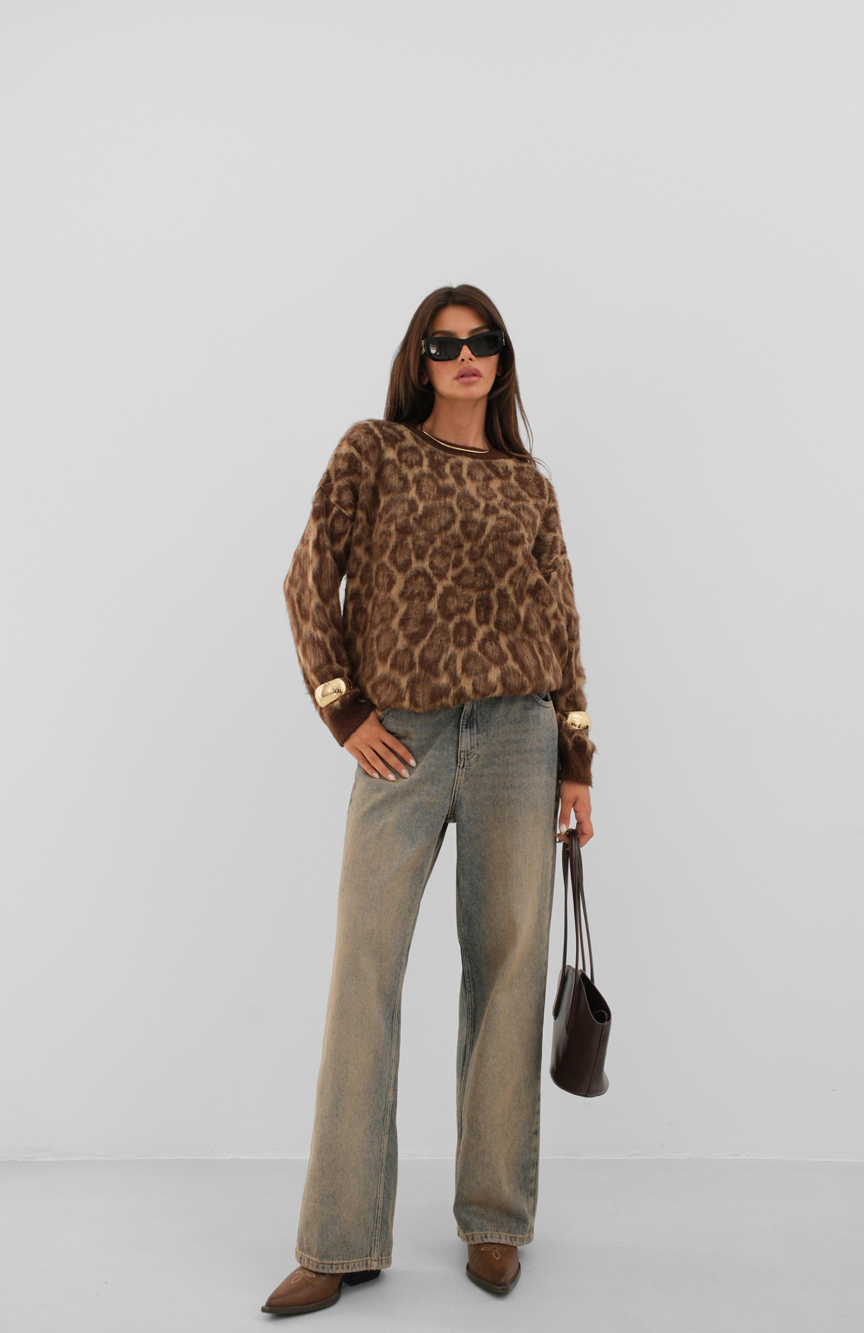 Leopard Patterned Bearded Knitted Sweater - Producer: Black Fashion - Wholesale Women Clothes - TheBS Women