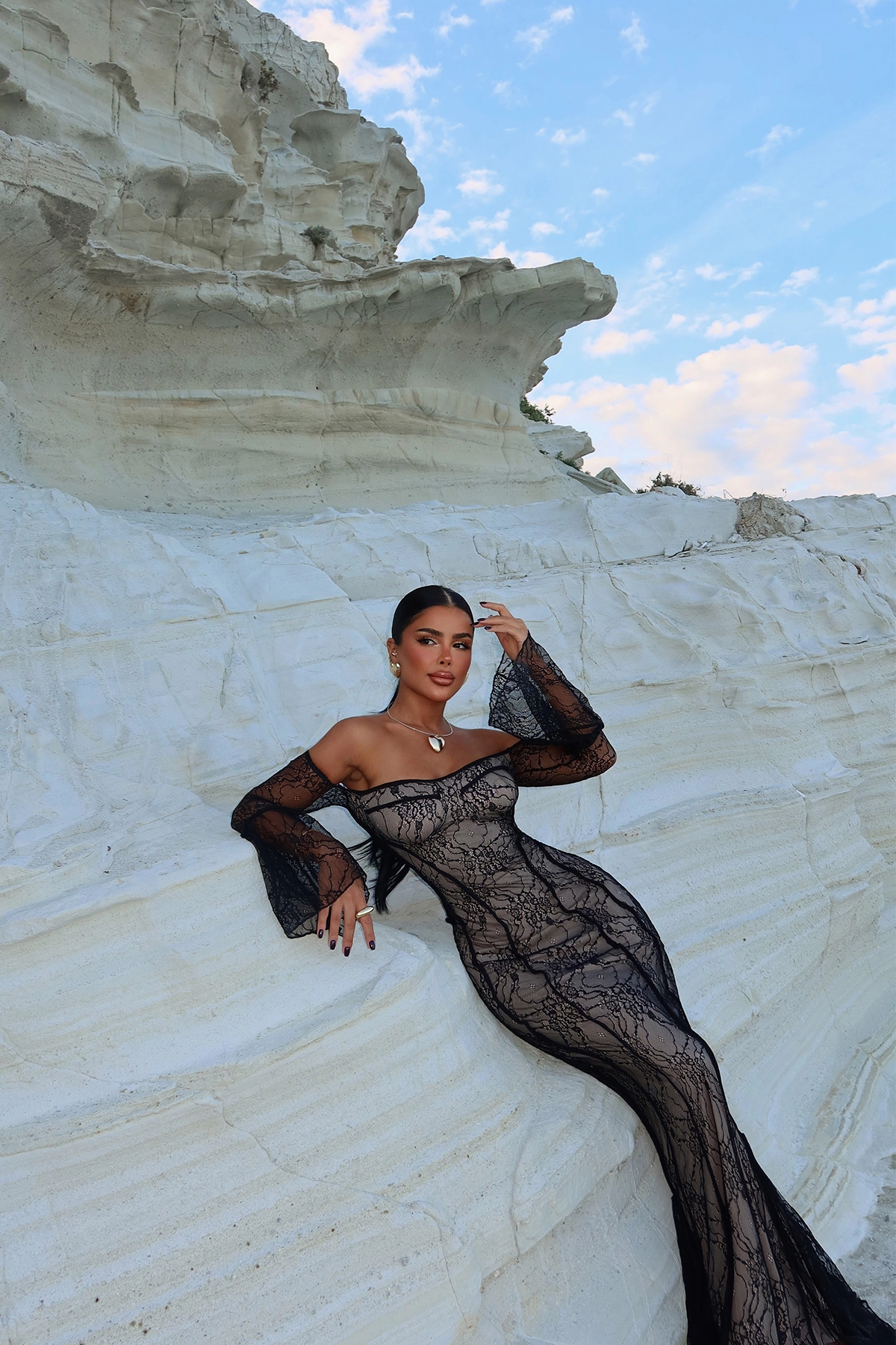 Black Marianna Lace Long Dress - Producer: EYYO ATELIER - Wholesale Women Clothes - TheBS Women