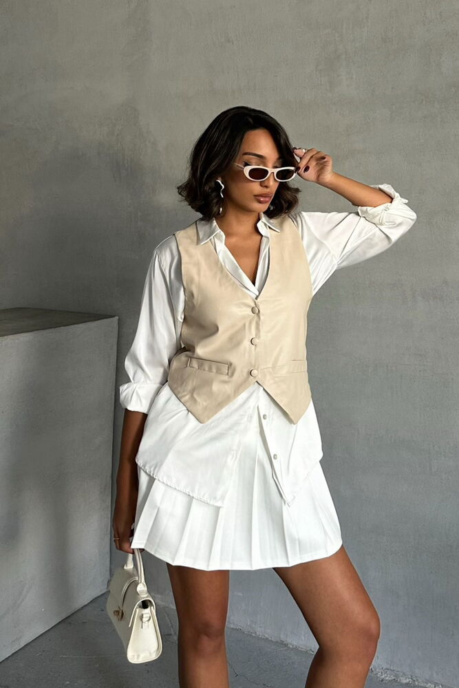 Buttoned Leather Vest - Producer: Topshow - Wholesale Women Clothes - TheBS Women