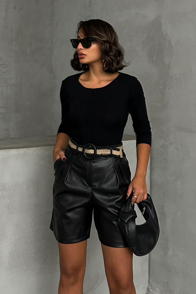 Belted Leather Shorts - Producer: Topshow - Wholesale Women Clothes - TheBS Women