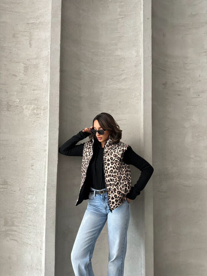 Leopard Patterned Quilted Vest - Producer: Topshow - Wholesale Women Clothes - TheBS Women