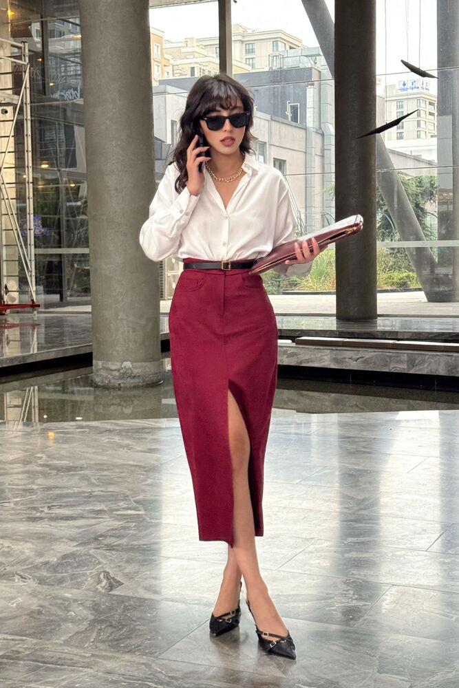 Burgundy Suede Wholesale Skirt - Producer: Topshow - Wholesale Women Clothes - TheBS Women