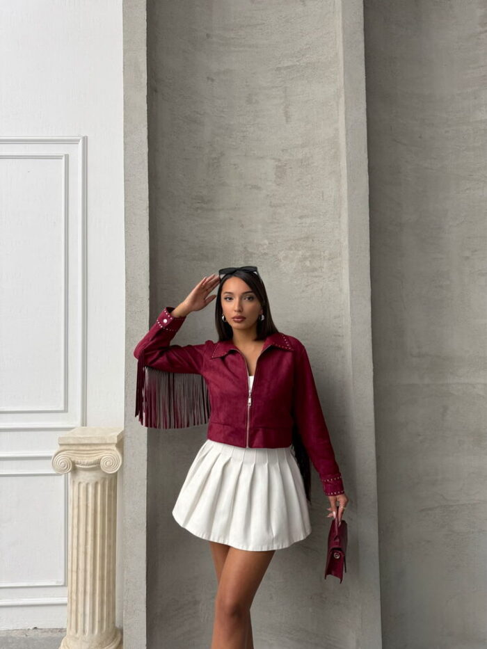 Burgundy Tassel Drop Wholesale Coat - Producer: Topshow - Wholesale Women Clothes - TheBS Women