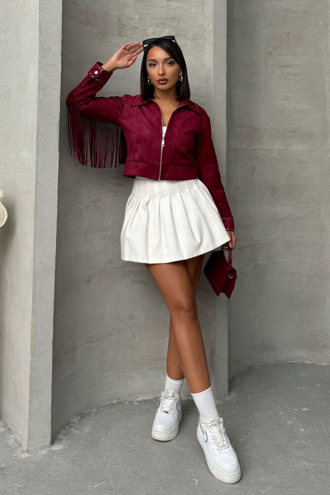 Burgundy Tassel Drop Wholesale Coat - Producer: Topshow - Wholesale Women Clothes - TheBS Women