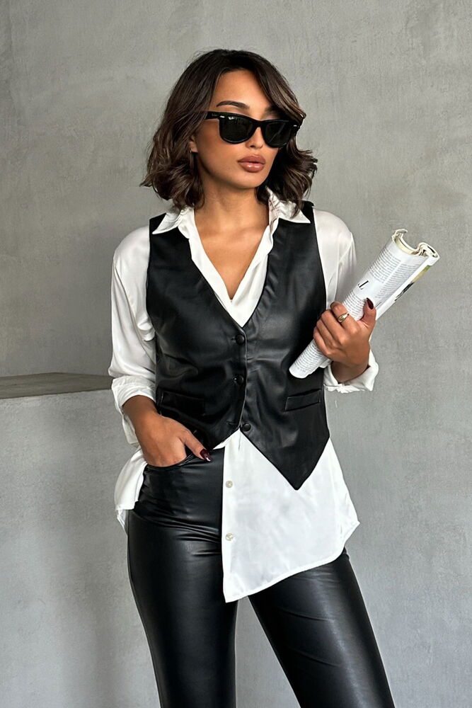 Buttoned Leather Vest - Producer: Topshow - Wholesale Women Clothes - TheBS Women