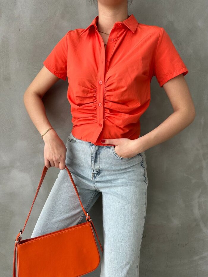 Gathered Front Gathered Blouse - Producer: Topshow - Wholesale Women Clothes - TheBS Women