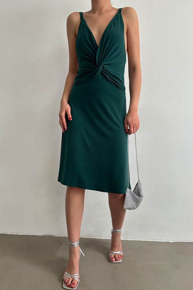 Petrol Strap V-Neck Above Knee Dress - Producer: Topshow - Wholesale Women Clothes - TheBS Women