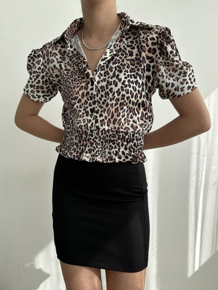 Small Leopard Waist Gipeli Ouzu Pleated Shirt - Producer: Topshow - Wholesale Women Clothes - TheBS Women