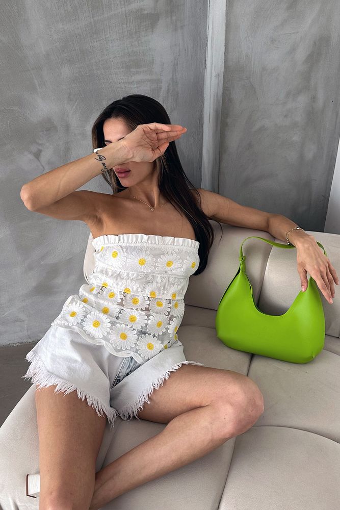 Daisy Patterned Bustier - Cream - Producer: Topshow - Wholesale Women Clothes - TheBS Women