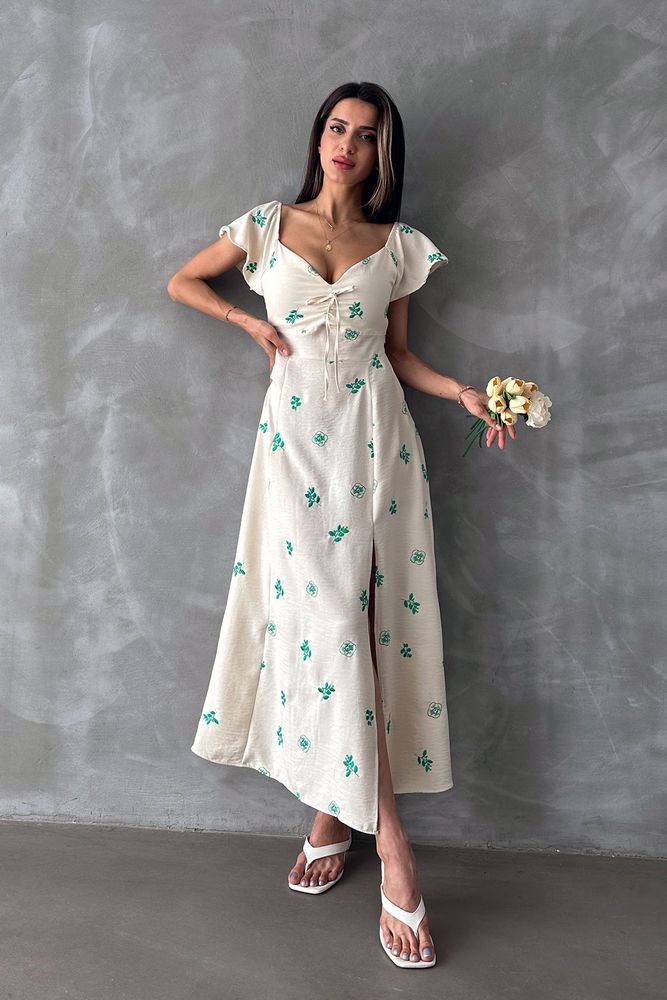 Ruffled Sleeve Tie Dress - Ecru & - Producer: Topshow - Wholesale Women Clothes - TheBS Women