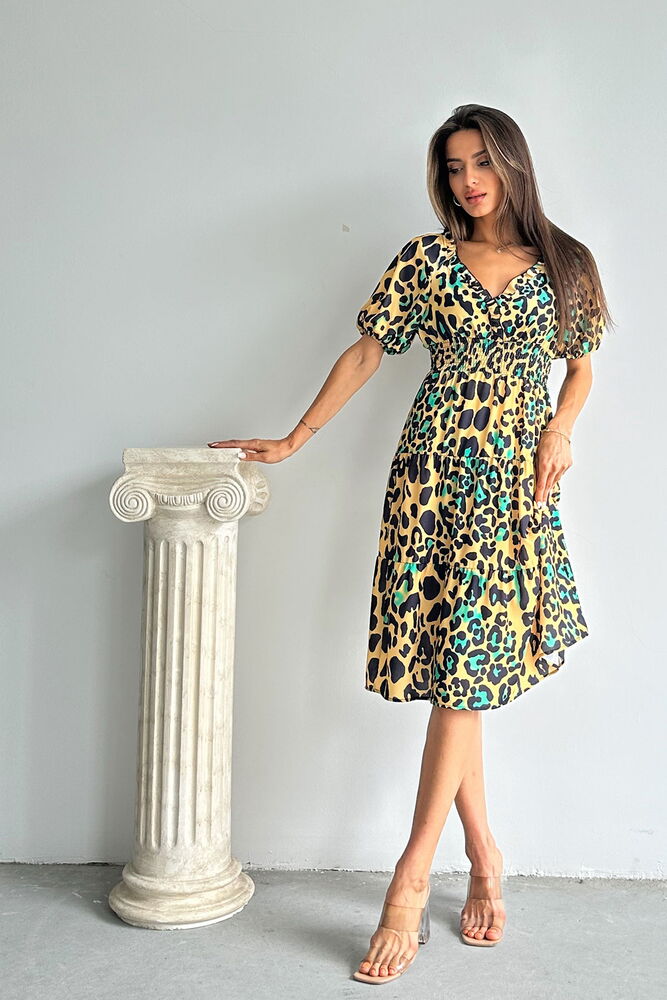 Leopard Emerald Patterned Long Dress - Producer: Topshow - Wholesale Women Clothes - TheBS Women