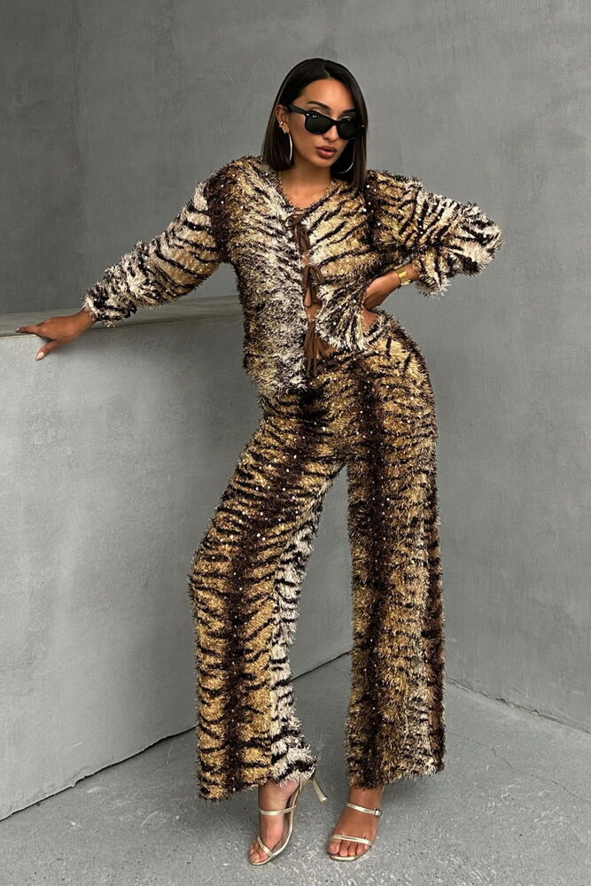 Zebra Tiger Patterned Trousers - Brown - Producer: Topshow - Wholesale Women Clothes - TheBS Women