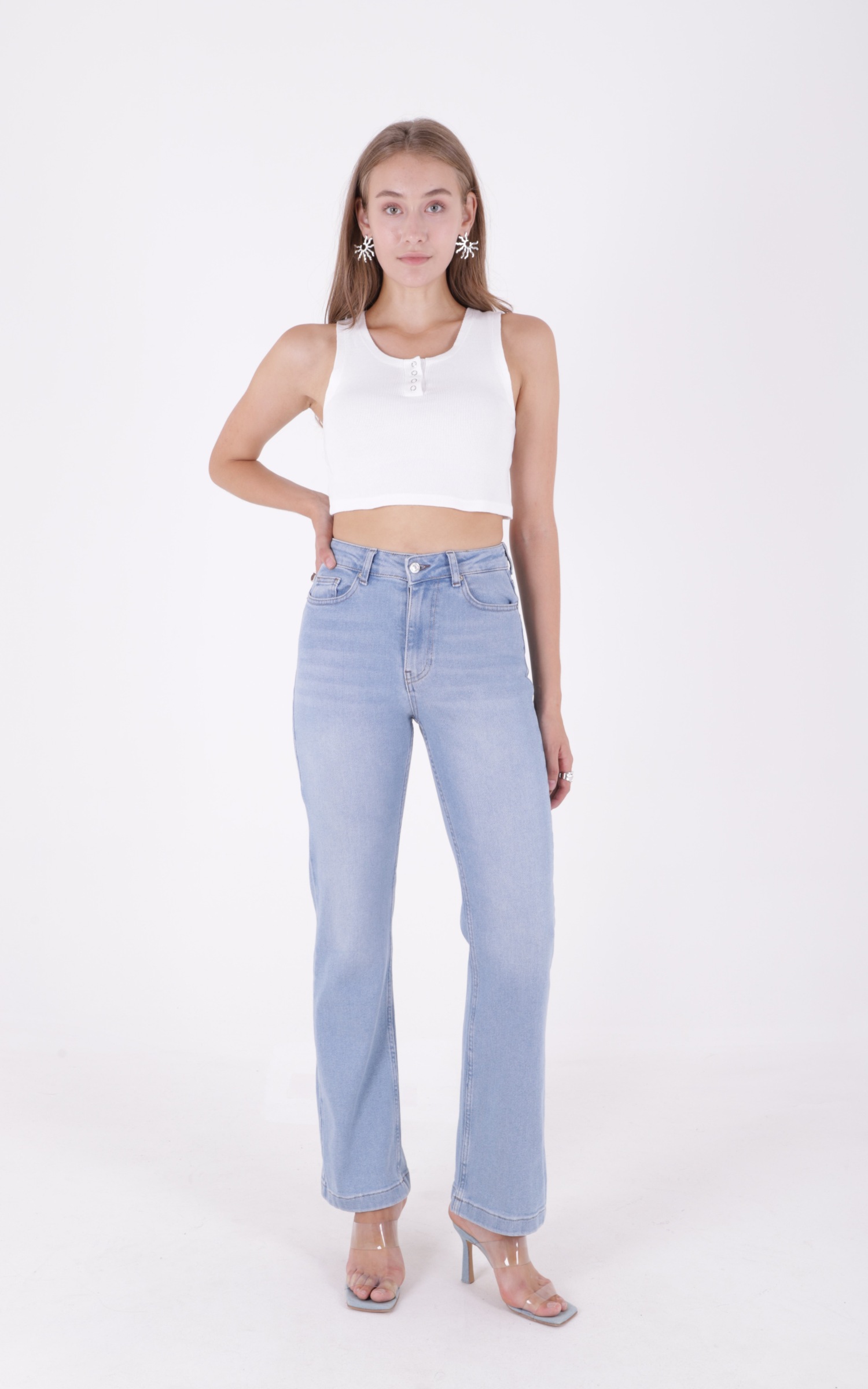 Stitched Wide Leg Relax Jeans - Light - Brand: XLove - Women & Kids, Baby Clothes Wholesale - TheBS Women