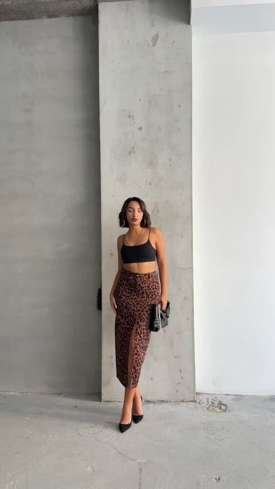 BrownLeopard Print Skirt - Producer: Topshow - Wholesale Women Clothes - TheBS Women