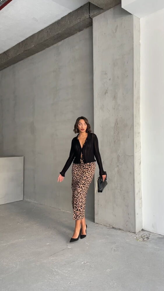 Black Leopard Print Skirt - Producer: Topshow - Wholesale Women Clothes - TheBS Women