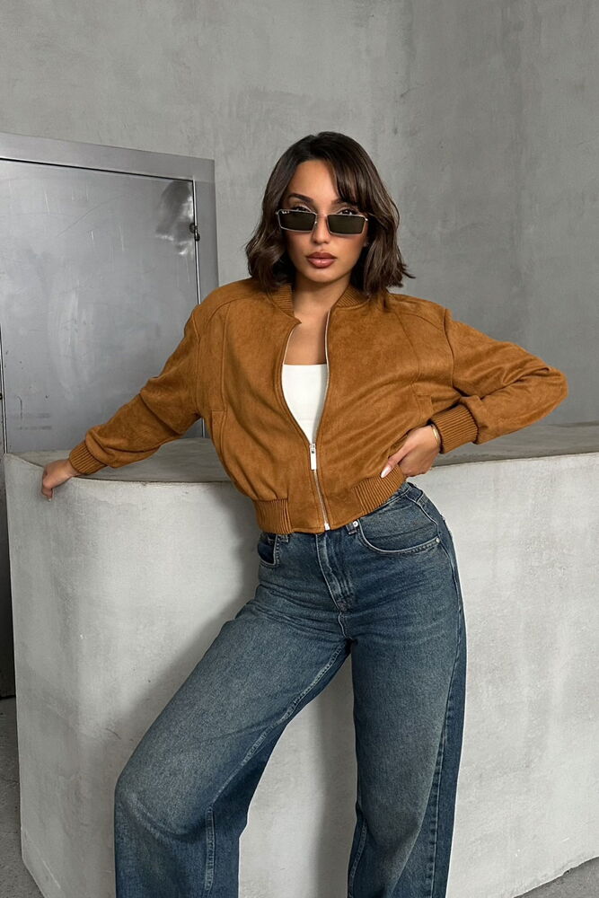 Suede Jacket - Tan - Producer: Topshow - Wholesale Women Clothes - TheBS Women
